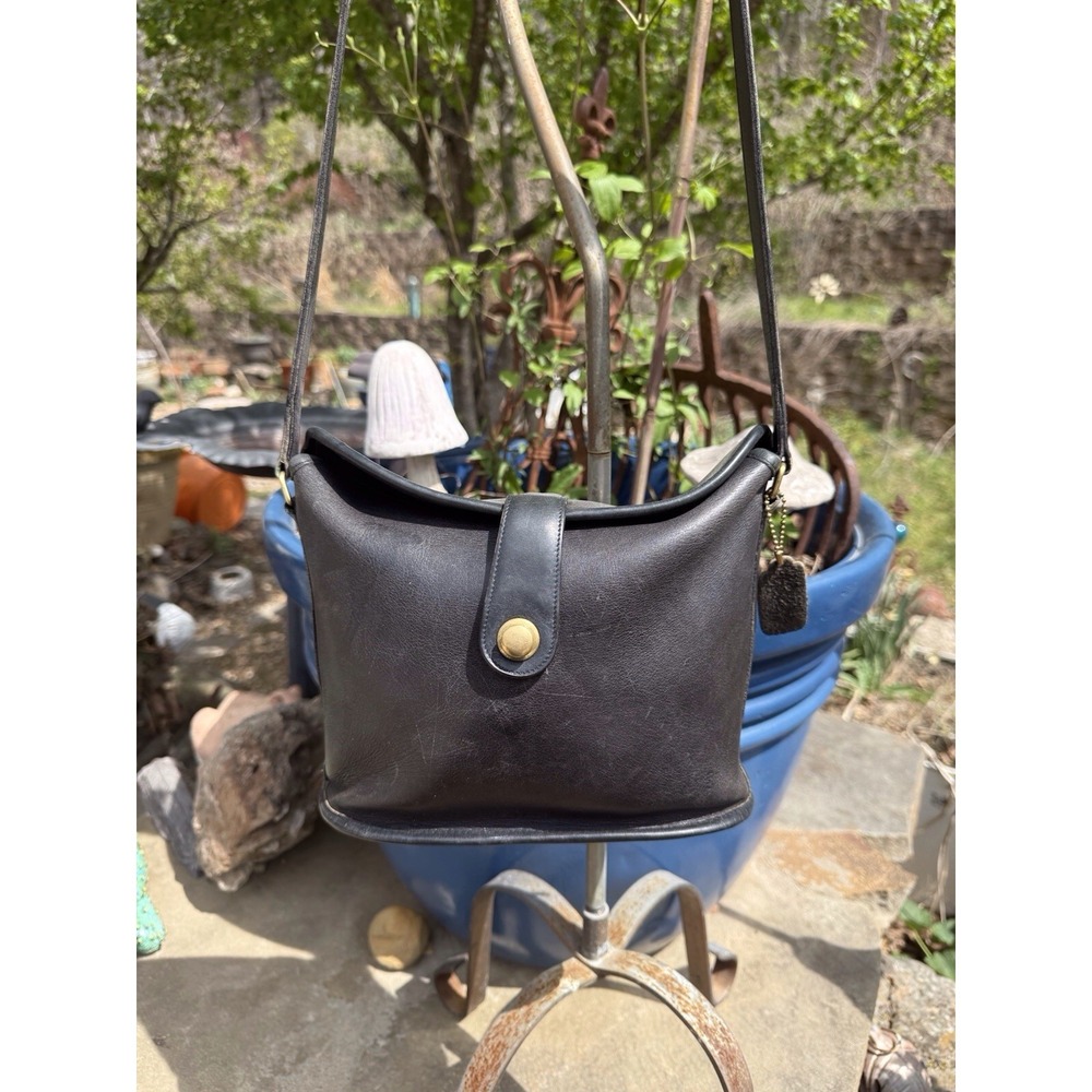 Coach Vintage Nottingham British Binocular Crossbody Bag Black Leather USA - Picture 3 of 16